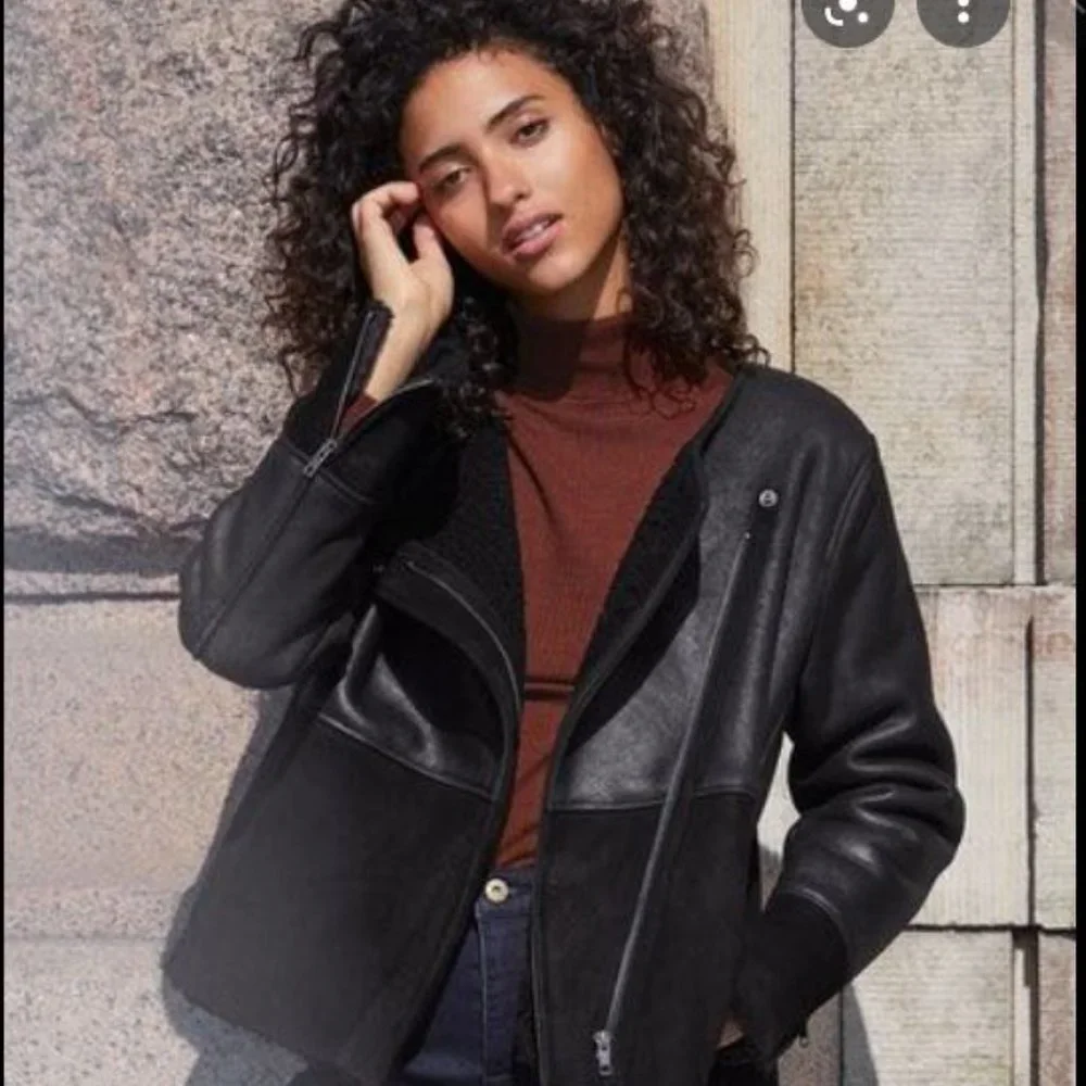 WRAP LONDON Suede and Leather Sheepskin Shearling Leah Jacket XS - Picture 1 of 12